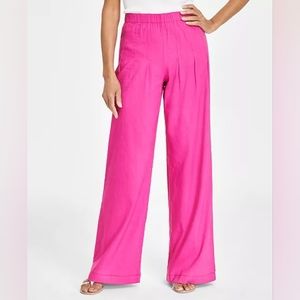 INC INTERNATIONAL CONCEPTS LINEN BLEND WIDE LEG PANTS, NEW, SIZE 12